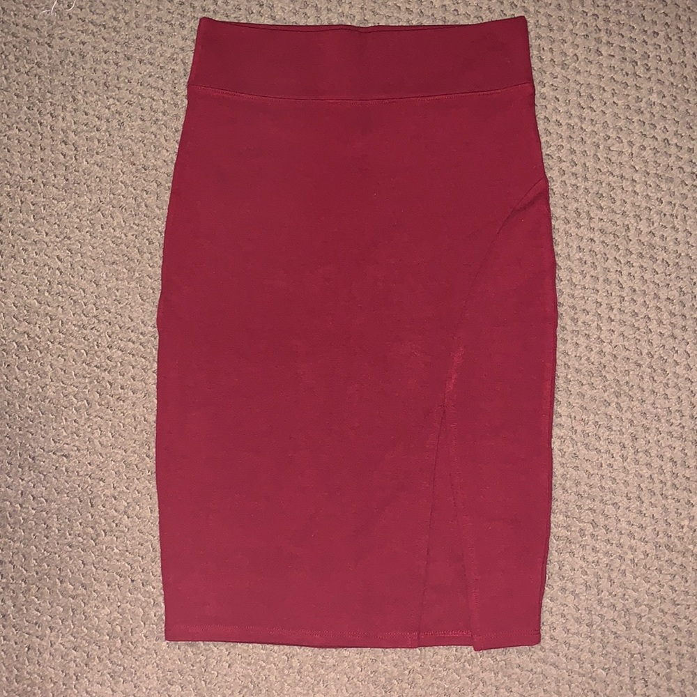 Forever 21 Maroon Red Slit Skirt